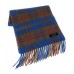 100% Cashmere Scarf - Brown and Blue Check -  Made in Scotland